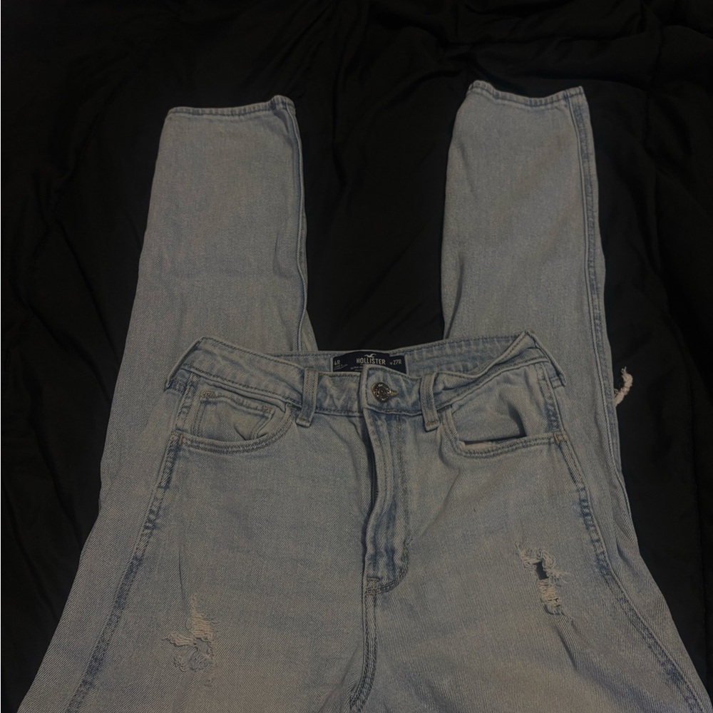 Hollister Blue Skinny Jeans High-Waisted Distressed